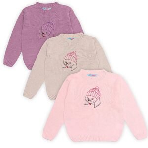 Blusa de tricot infantil feminina bordada cachorrinha.