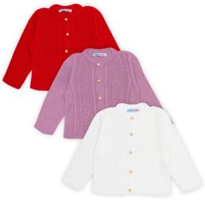 Casaquinho Tricot Infantil Feminino Botão de Pérola