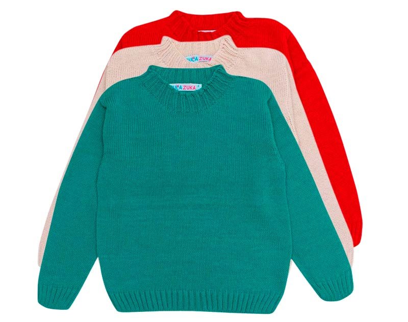 Blusa Básica Tricot Infantil Decote Redondo